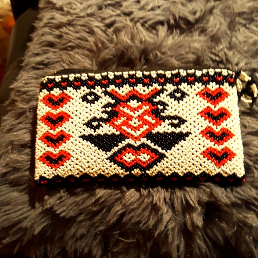 Hand beaded clutch
